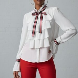 Ruffle long sleeve blouse sz small equestrian